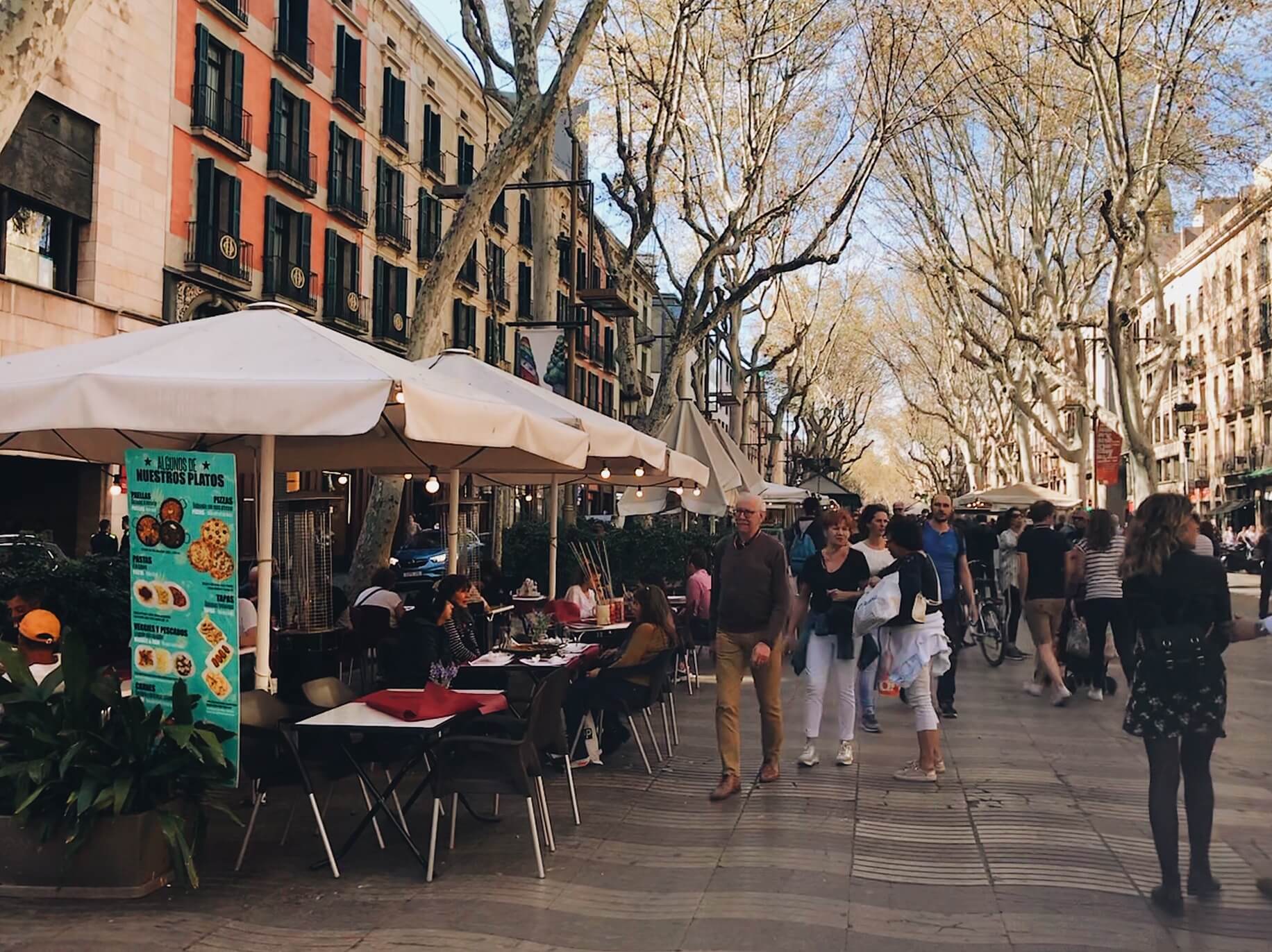 2 days in barcelona Las Ramblas Street