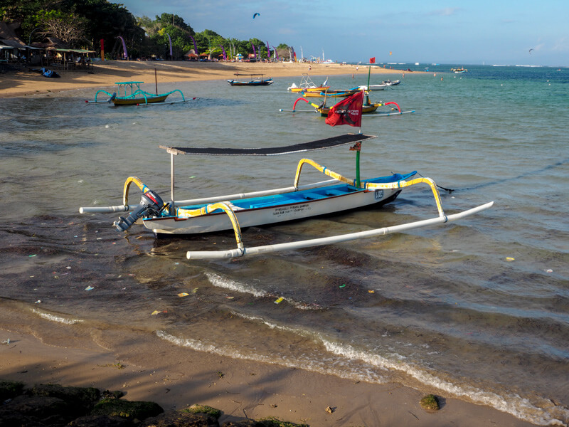 Litter and rubbish on sanur beach